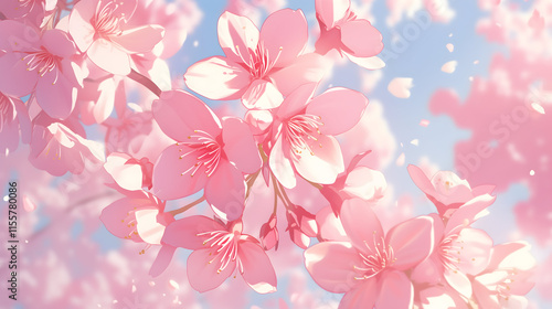 桜 木 花びら 咲くクローズアップ はる 春 日本 アニメ风 背景