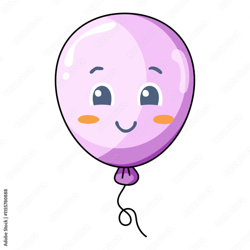 Cute Balloon Cartoon Kawaii Sticker. Character Vector Illustration Cute Balloon Cartoon Kawaii Sticker. Character Vector Illustration