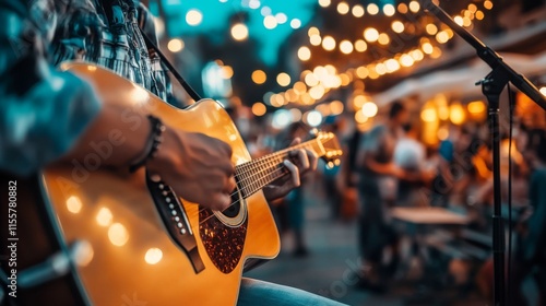 Vibrant Urban Live Music Scene with Neon Lighting