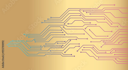 abstract geometric circuit broad technology line and dot connection background vector illustration.