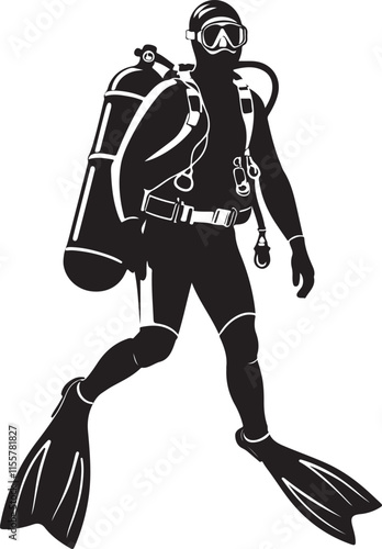 Scuba diver silhouette vector, scuba diver vector illustration design
