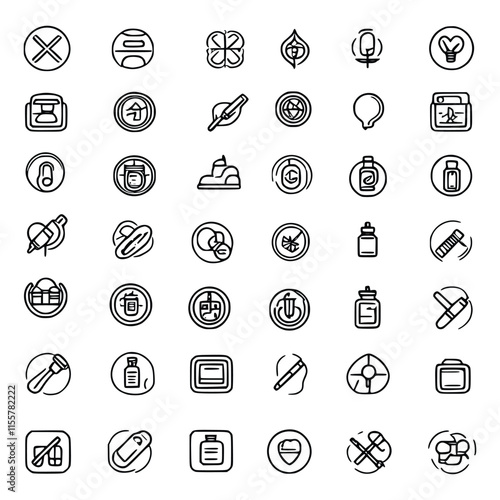 Set of medical health necessary medicine and equipment vector icon