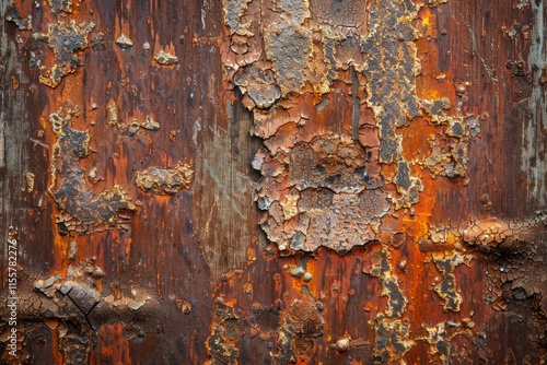  Old corroded and rust metal surface with peeling pieces. Detailed photo textured background photo