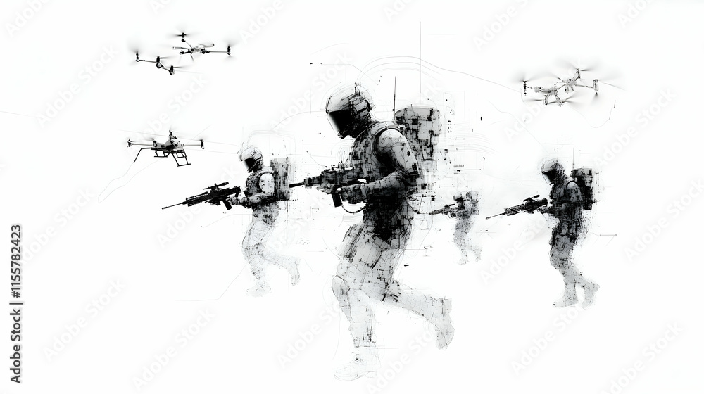 Obraz premium Modern Military Combat Simulation - Advanced Battlefield Strategy