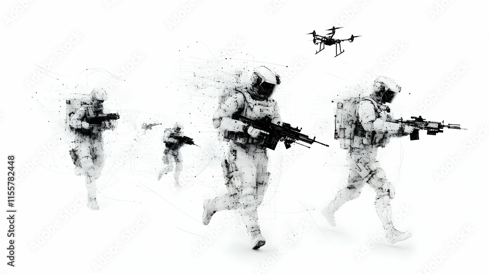 Fototapeta premium Modern Military Combat Simulation - Advanced Battlefield Strategy