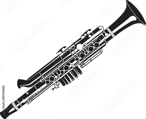 Modern Clarinet silhouette vector illustration , clarinet line art vector