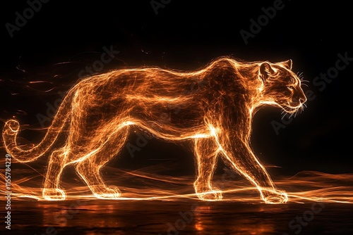 Fiery Glowing Animal Silhouette photo