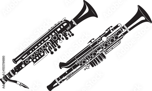 Modern Clarinet silhouette vector illustration , clarinet line art vector