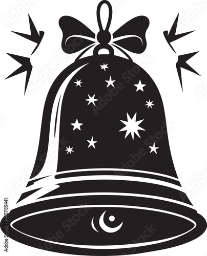 Christmas Bell silhouette vector art, Christmas Bell vector illustration design