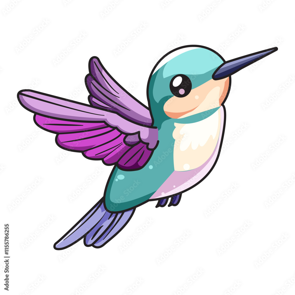 Obraz premium Cute Bird Cartoon Kawaii Sticker. Character Vector Illustration