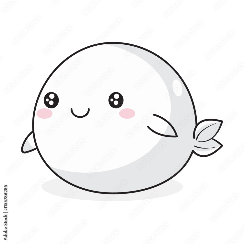 Cute Puffer Fish Cartoon Kawaii Sticker. Character Vector Illustration Cute Puffer Fish Cartoon Kawaii Sticker. Character Vector Illustration