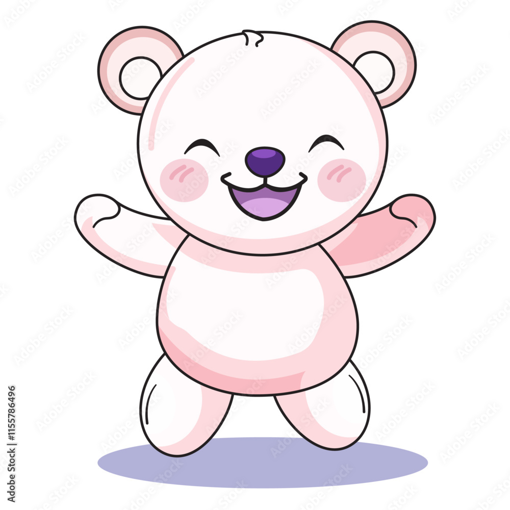 Fototapeta premium Cute Bear Cartoon Kawaii Sticker. Character Vector Illustration