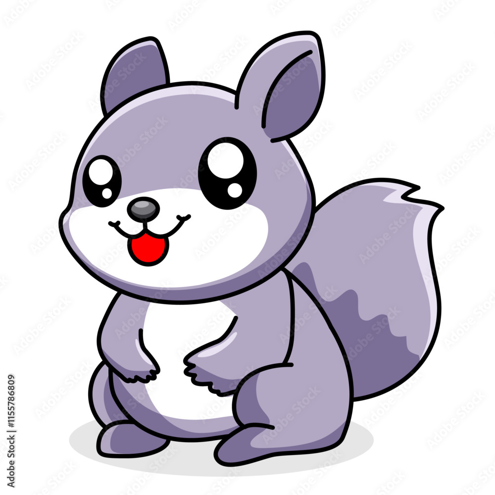 Cute Squirel Cartoon Kawaii Sticker. Character Vector Illustration Cute Squirel Cartoon Kawaii Sticker. Character Vector Illustration