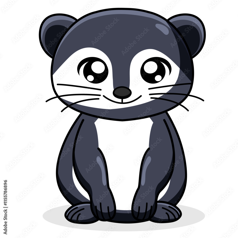 Naklejka premium Cute Otter Cartoon Kawaii Sticker. Character Vector Illustration
