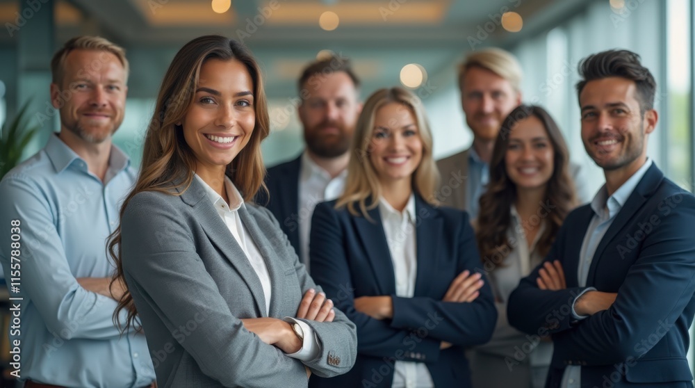 Diverse Business Team in Office Environment. Smiling Professionals Ready for a Team Meeting. Group of Business Colleagues in Corporate Setting. Diverse Business Team in Office Environment. Smiling Professionals Ready for a Team Meeting. Group of Business Colleagues in Corporate Setting.