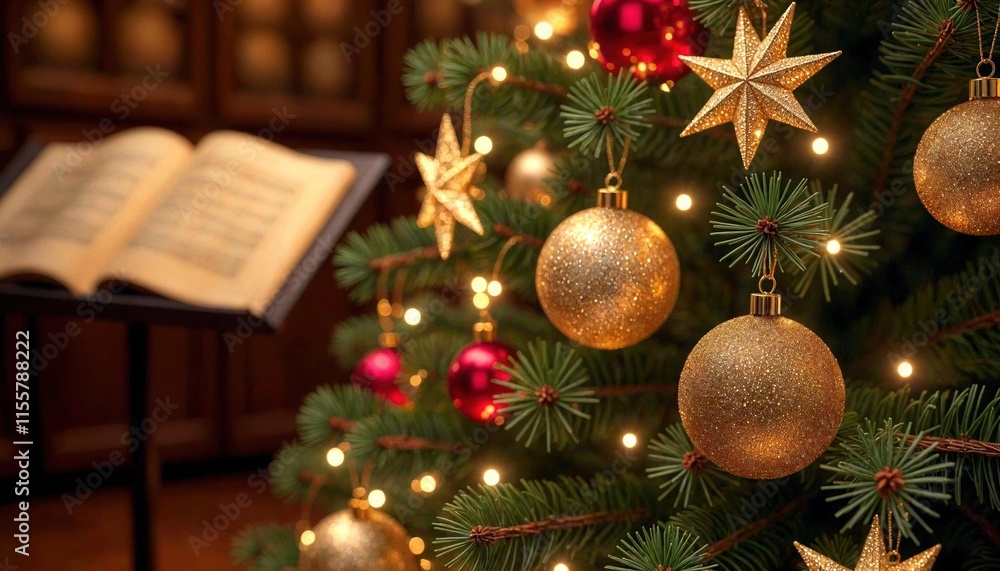 Christmas Tree with Ornaments and Choir Stand Christmas Tree with Ornaments and Choir Stand