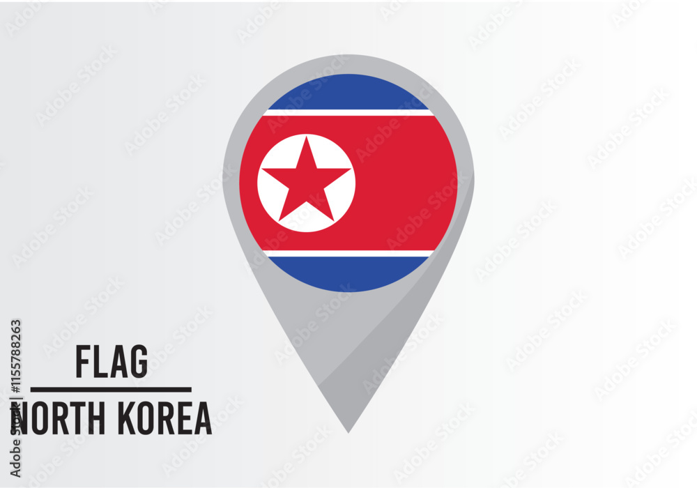North Korea Flag on Location Pin. vector illustration North Korea Flag on Location Pin. vector illustration