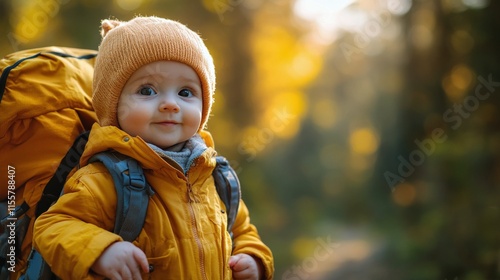 Mother and Child Enjoying Nature During Autumn Hike in a Forest