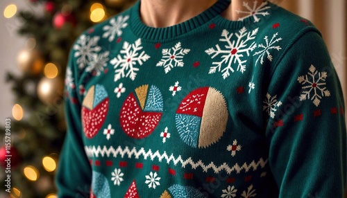Quirky Christmas Sweater with Data Snowflakes