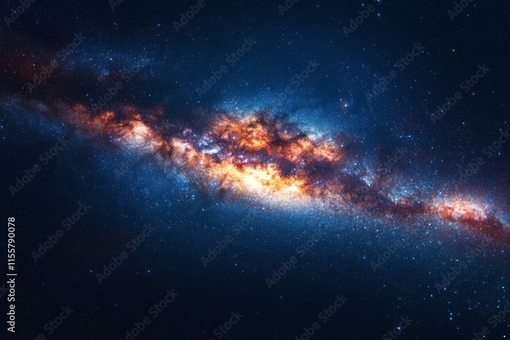 Fototapeta premium Stunning view of the Milky Way arching over a mountain observatory at twilight