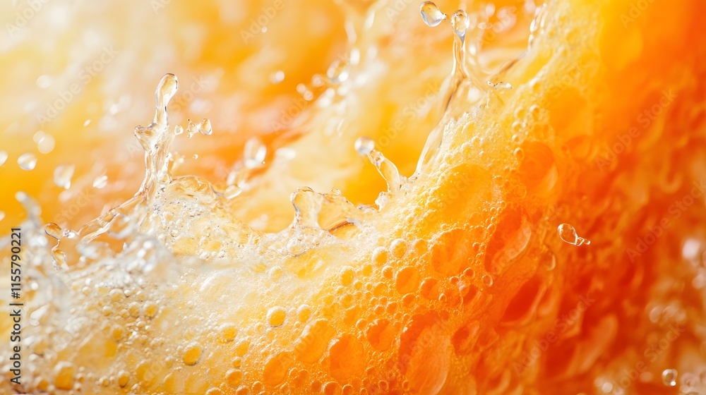 Orange Juice Splashing Bubbles and Droplets