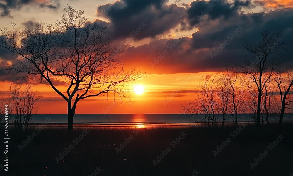 Sunset behind Chicago in the Winter Sunset behind Chicago in the Winter