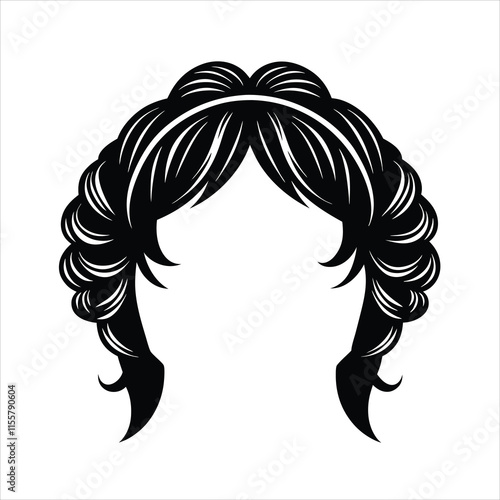 Wigs with Headbands hair Styles silhouette vector