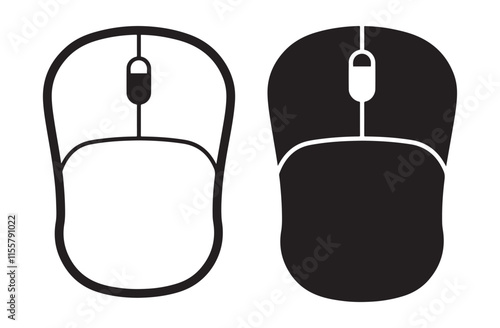 computer mouse line art silhouette vector illustration