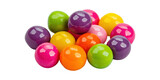 Assorted colorful gumballs cluster isolated on transparent background