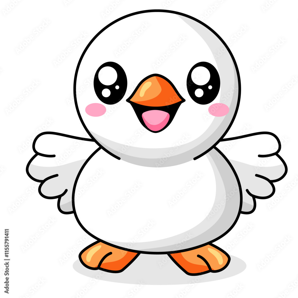 Cute Duck Cartoon Kawaii Sticker. Character Vector Illustration Cute Duck Cartoon Kawaii Sticker. Character Vector Illustration