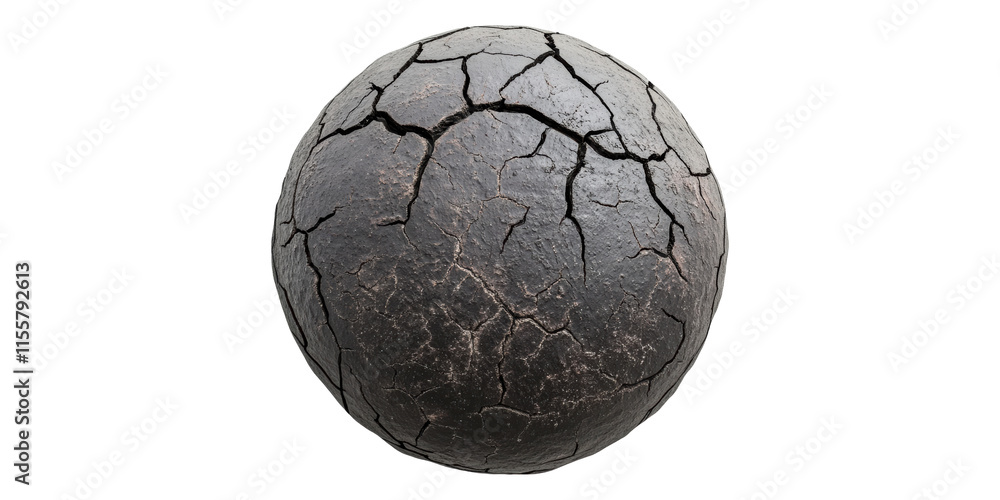 Cracked earth texture sphere isolated on transparent background Cracked earth texture sphere isolated on transparent background