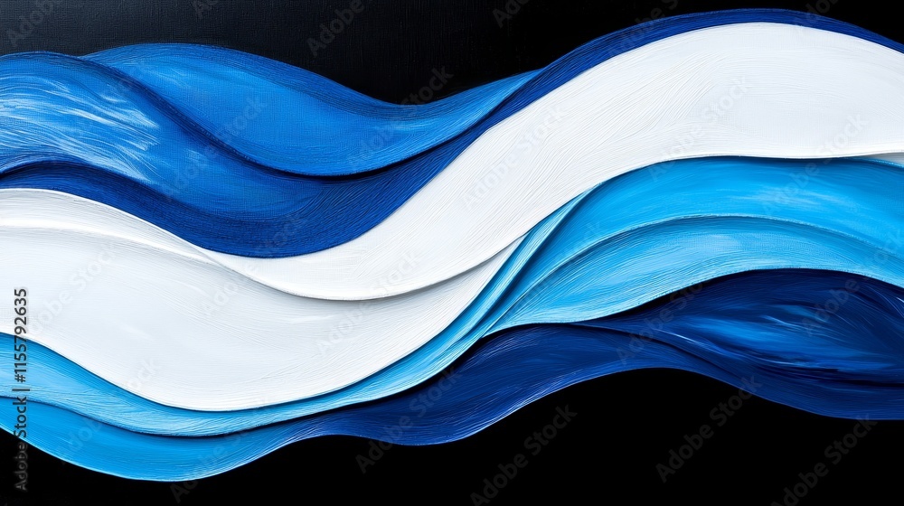 Naklejka premium Abstract Blue White Wave Painting Modern Art Texture Background