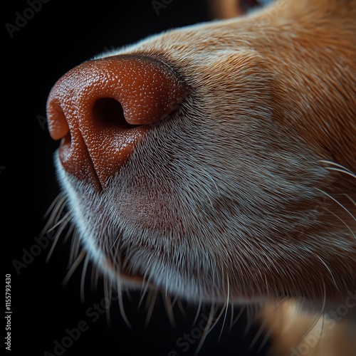 Close-up of a dog's nose displaying detailed texture and whiskers