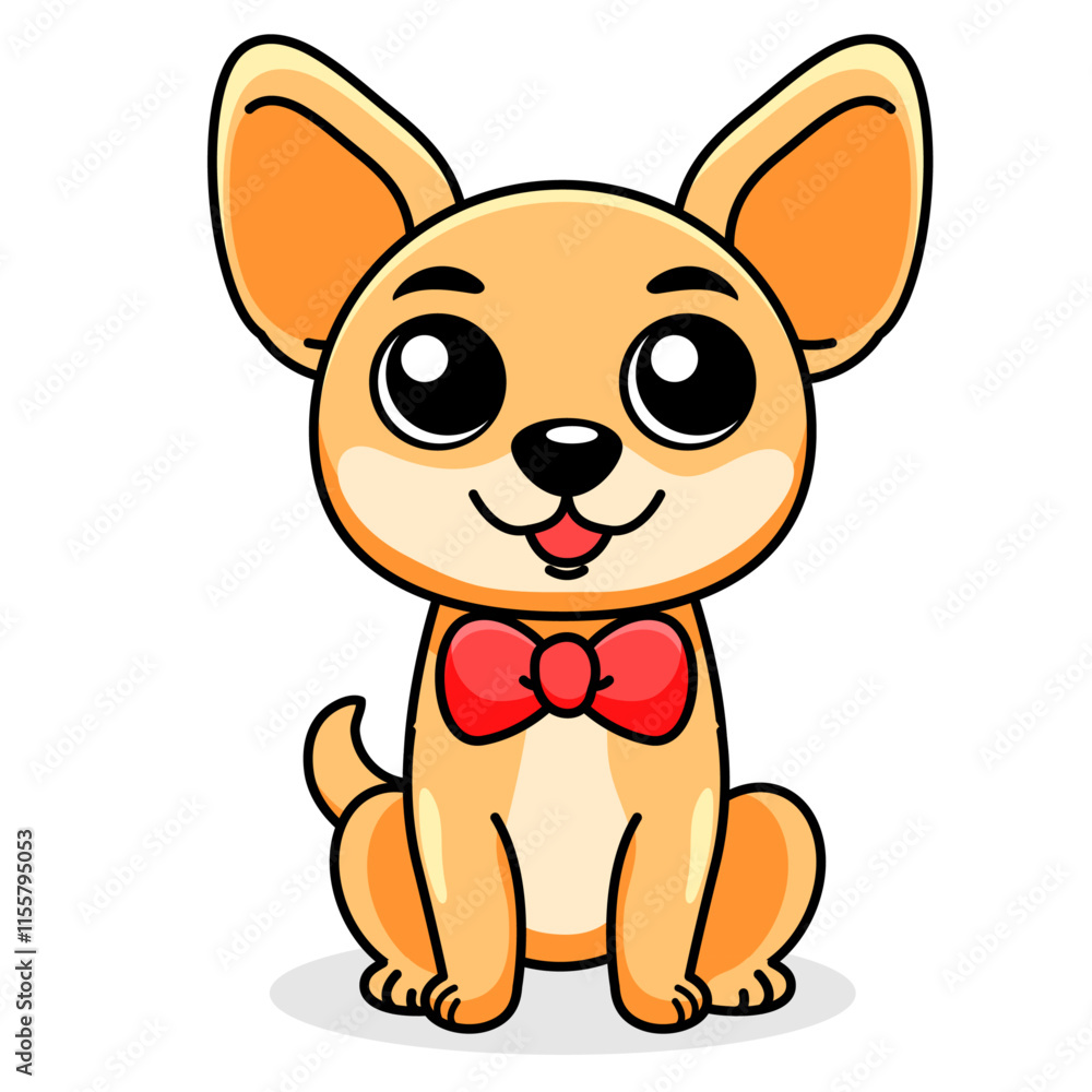 Cute Dog Cartoon Kawaii Sticker. Character Vector Illustration