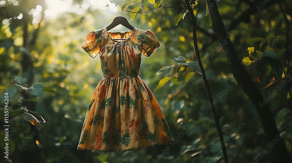 A photo of a retro-inspired eco-friendly fashion item, such as a vintage-style dress made from sustainable materials. A photo of a retro-inspired eco-friendly fashion item, such as a vintage-style dress made from sustainable materials.