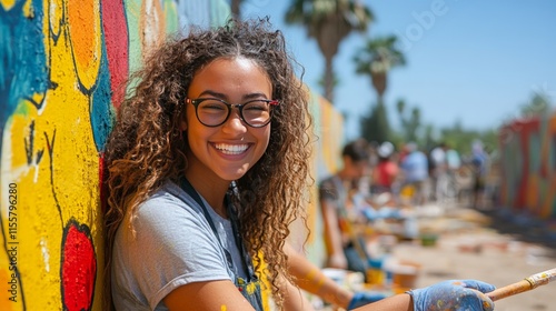 Community mural project brings color and joy to urban neighborhood with local volunteers photo