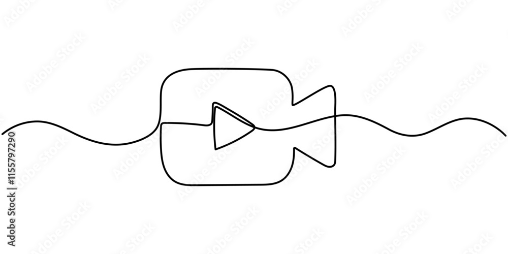 Continuous line drawing of play icon. Media, Video or music player button in linear style. One line drawing. Single line art. Vector illustration, Continuous Line Drawing of Video Player Icon. Continuous line drawing of play icon. Media, Video or music player button in linear style. One line drawing. Single line art. Vector illustration, Continuous Line Drawing of Video Player Icon.