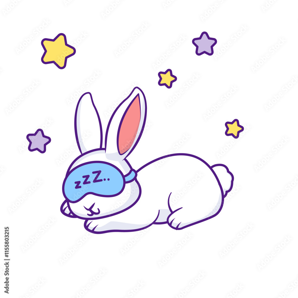 Cute Rabbit Cartoon Kawaii Sticker. Character Vector Illustration Cute Rabbit Cartoon Kawaii Sticker. Character Vector Illustration