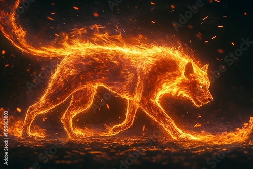 Fiery Wolf Digital Art Illustration6 photo