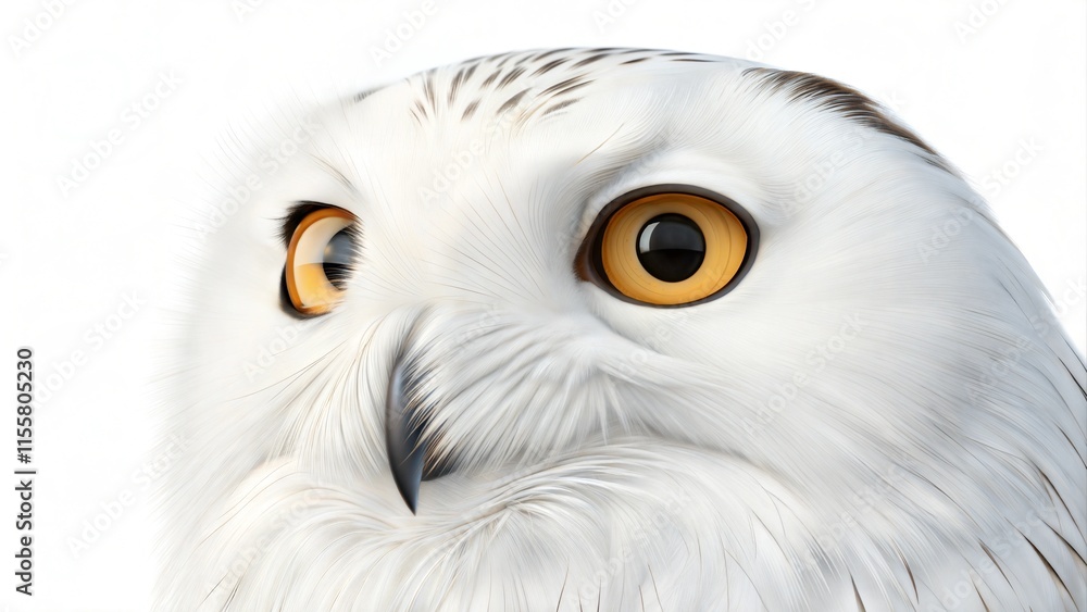 Obraz premium Stunning Close-Up of a White Snowy Owl with Golden Eyes