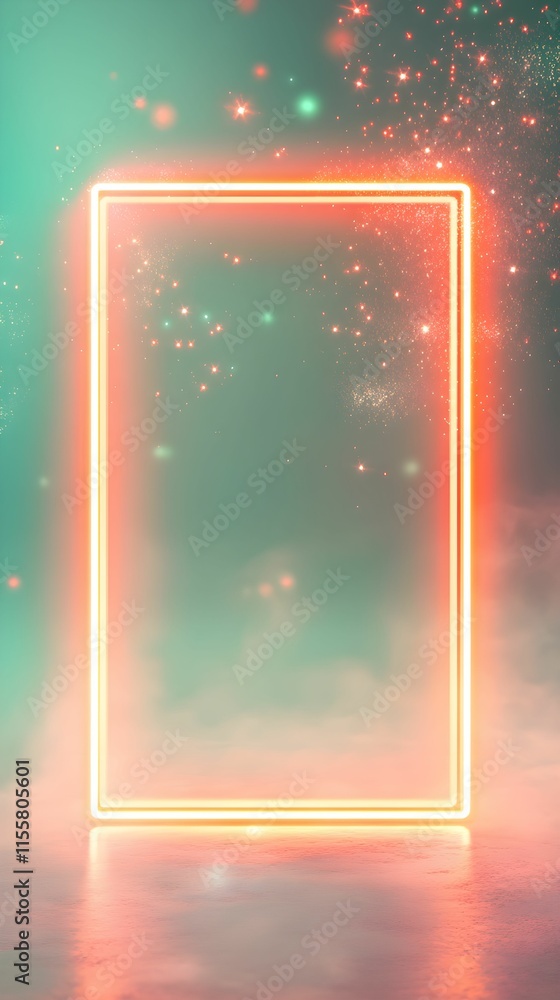 Obraz premium Futuristic glowing portal surrounded by mist and sparkles in a vibrant setting