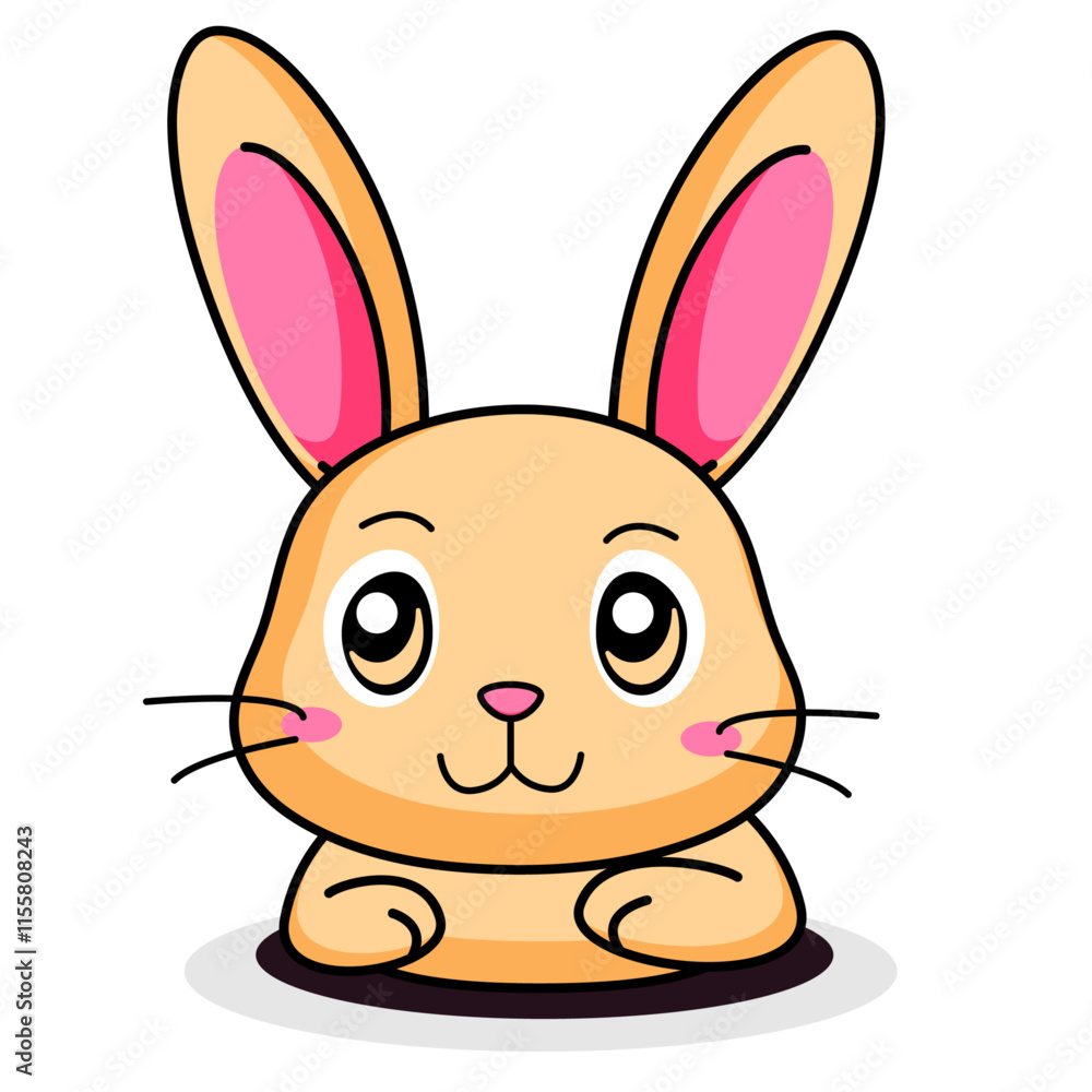 Fototapeta premium Cute Rabbit Cartoon Kawaii Sticker. Character Vector Illustration
