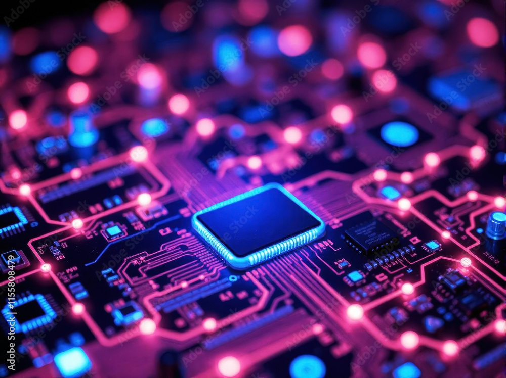 Advanced Innovation Technology Concept Visualization of Circuit Board CPU Processor Microchip of Neural Networking and Cloud Computing Data. Electronic circuit board close up. 3D Digital microcircuit Advanced Innovation Technology Concept Visualization of Circuit Board CPU Processor Microchip of Neural Networking and Cloud Computing Data. Electronic circuit board close up. 3D Digital microcircuit