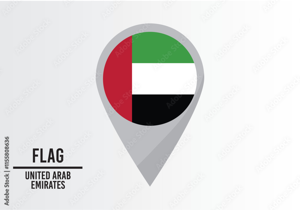 Unıtedd Arab Emırates Flag on Location Pin. vector illustration Unıtedd Arab Emırates Flag on Location Pin. vector illustration