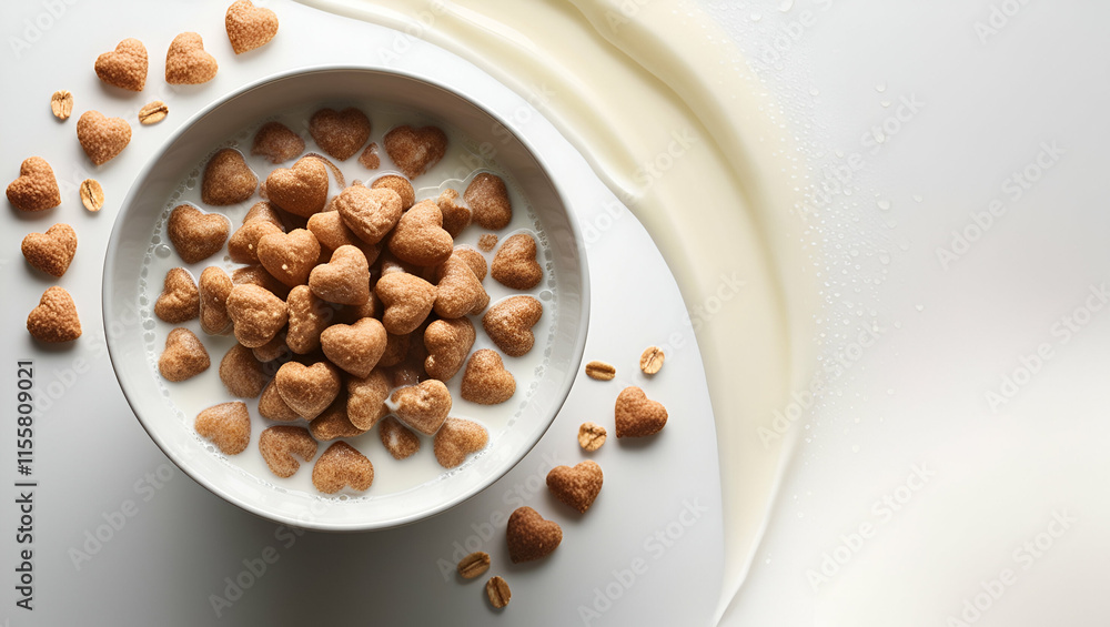 whole grain oat cereal served in a bowl, displayed against a plain white backdrop, photographed from the back. whole grain oat cereal served in a bowl, displayed against a plain white backdrop, photographed from the back.