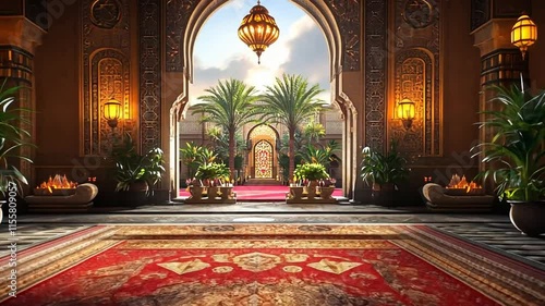 Magnificent Palace Entrance: Intricate Details and Rich Colors