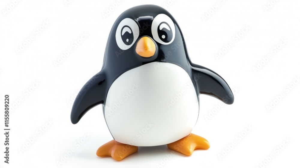 Fototapeta premium Chunky Penguin Waddling Forward on Pure