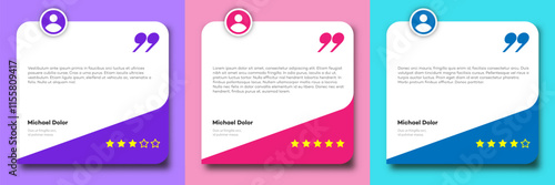 Feedback box set, bubble testimonial banner, quote, infographic. Social media post template vector 10 eps