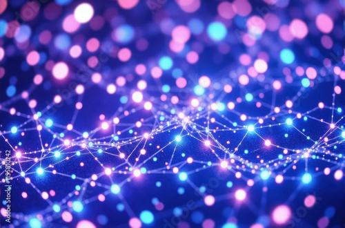 Big Data Background Technology Quantum computer concept. Modern circuit waves flow. Electric technology network with glowing nodes and lines. Modern futuristic sophisticated design for banners, poster