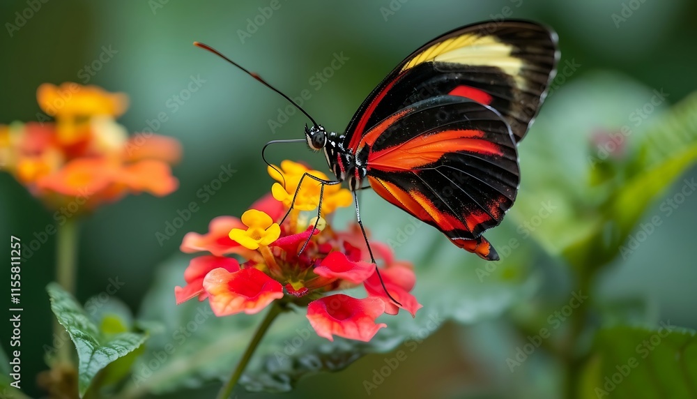 Butterfly on a flower in the garden. Macro photography. Butterfly on a flower in the garden. Macro photography.